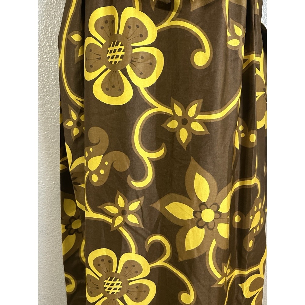 Vintage Mildred's of Hawaii Maxi Dress Brown Yellow Floral Empire Waist Size SM - Picture 6 of 16